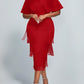 Plus Size  Elegant & Exquisite Red Fringed Long Dress