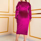 Plus Appliques Ruched Puff Sleeve Velvet Bodycon Dress