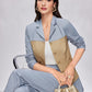 Color-Block Notched Collar Long Sleeve Jacket And Pants Two-Piece Set