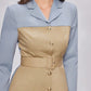 Color-Block Notched Collar Long Sleeve Jacket And Pants Two-Piece Set
