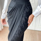 Faux Camel Feather Overlapping Wrap Skirt