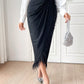 Faux Camel Feather Overlapping Wrap Skirt