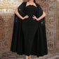 Plain Color Pleated Slim Fit Halter Dress With Hot-Fix Rhinestone Cape Coat 2pcs/Set