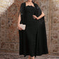 Plain Color Pleated Slim Fit Halter Dress With Hot-Fix Rhinestone Cape Coat 2pcs/Set