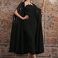 Plain Color Pleated Slim Fit Halter Dress With Hot-Fix Rhinestone Cape Coat 2pcs/Set