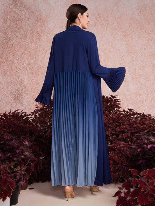 Pleated Ombre Kimono Abaya