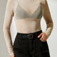 Mock Neck Mesh Top Without Bra