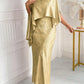 Plus Size Solid Color Asymmetric Neckline Back Zipper Elegant Dress