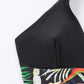 Tropical Print Bikini Set Halter Wireless Bra , High Waist Bottom & Long Sleeve Kimono 3 Piece Swimwear