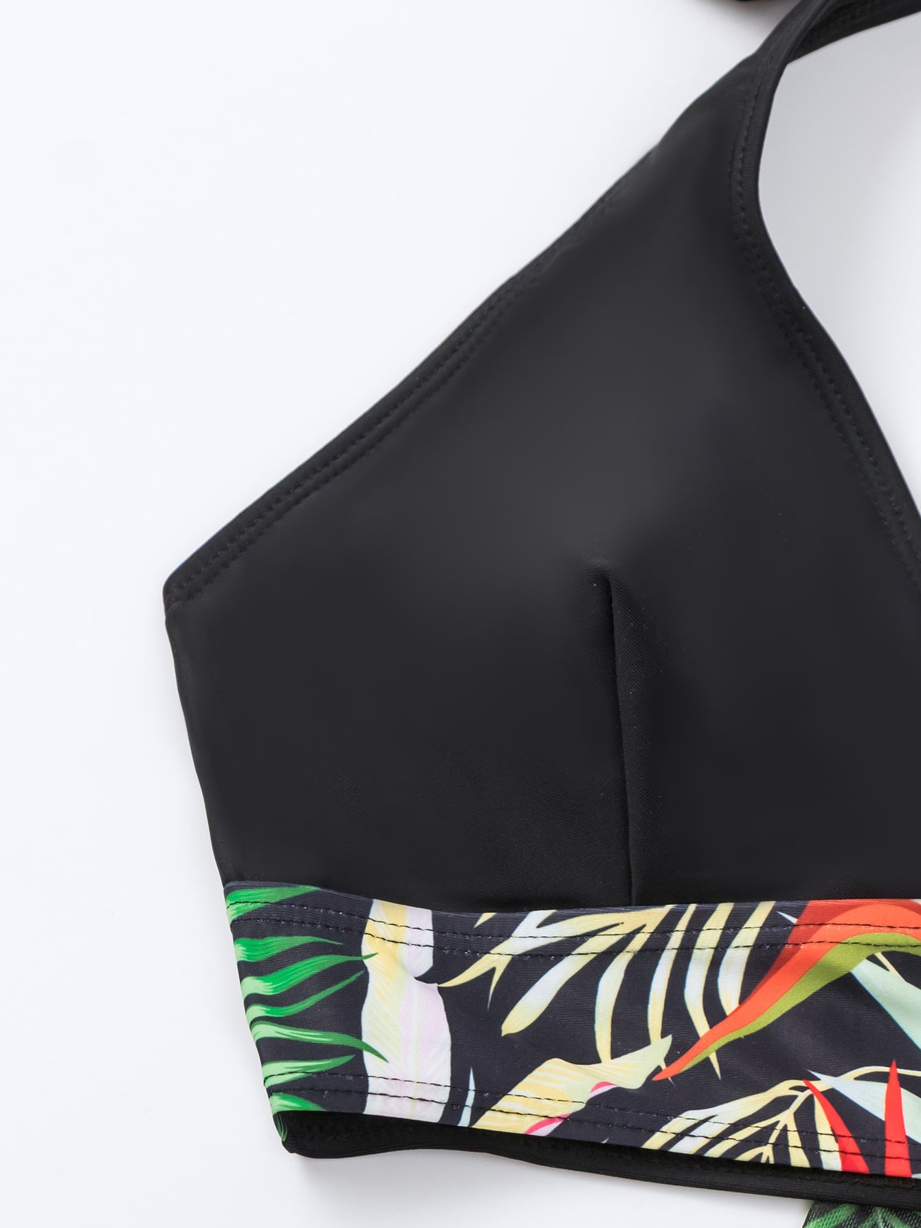 Tropical Print Bikini Set Halter Wireless Bra , High Waist Bottom & Long Sleeve Kimono 3 Piece Swimwear