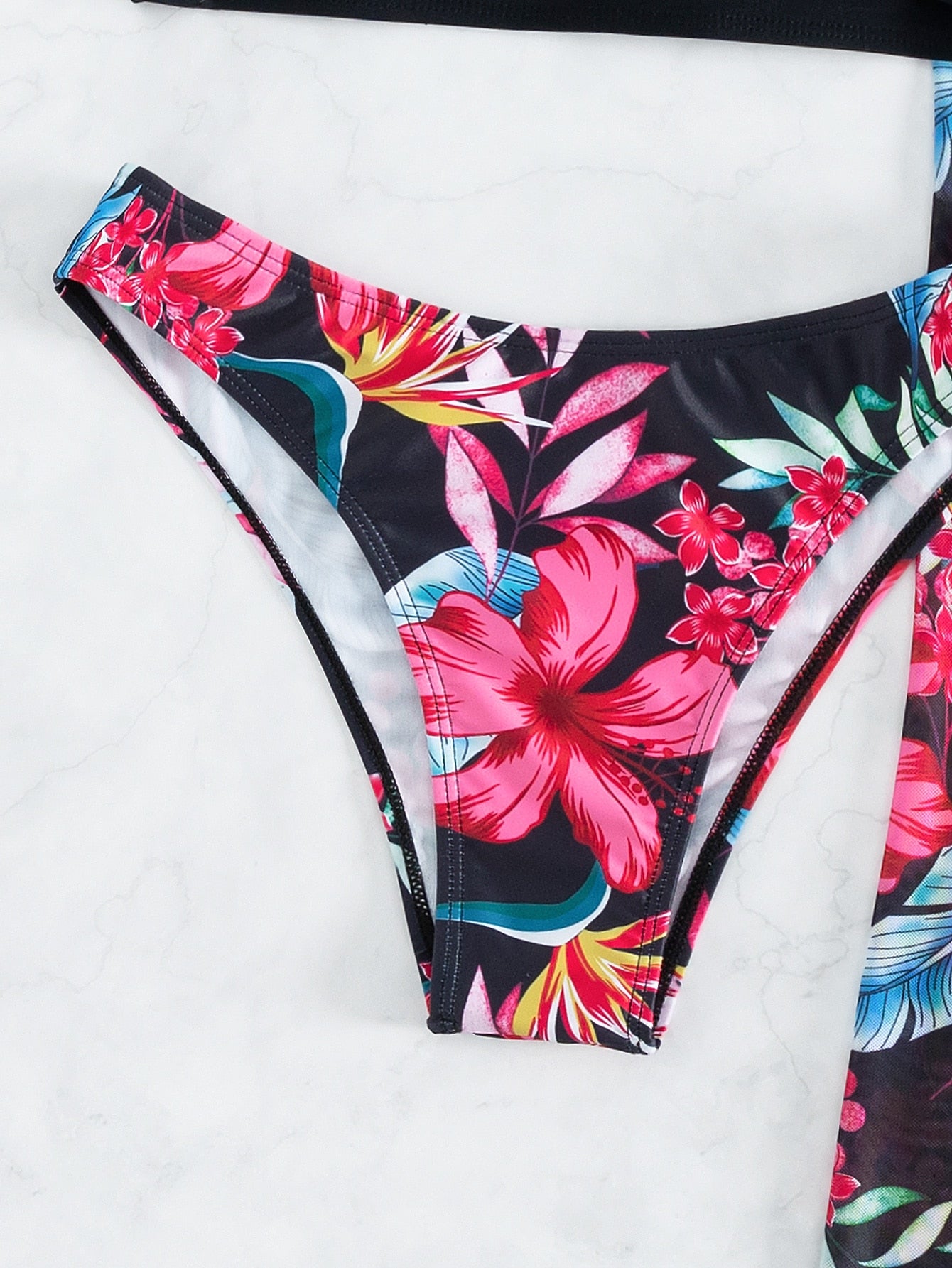Floral Print Push Up Bikini With Beach Skirt Swimwear