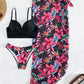Floral Print Push Up Bikini With Beach Skirt Swimwear