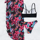 Floral Print Push Up Bikini With Beach Skirt Swimwear