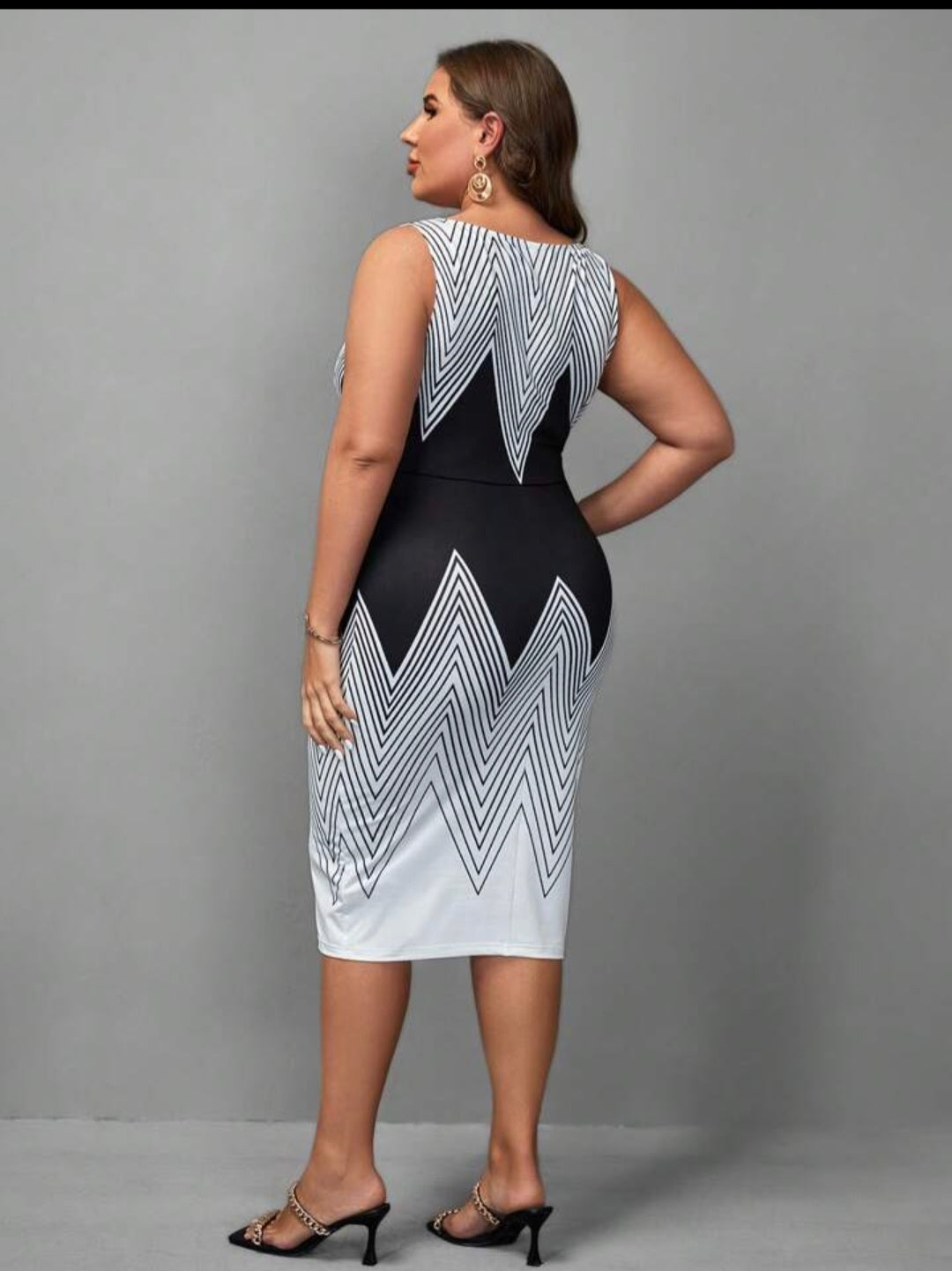 Plus Chevron Print Bodycon Dress