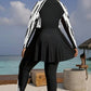Plus Size Color Block Long Sleeve Summer Burkini Swimwear