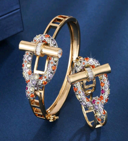 Multi Color Buckle Bracelet and Ring Set
