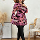 Plus Size Women Printed Long Sleeve Crew Neck Zip-Up 2pc Modest Swimwear