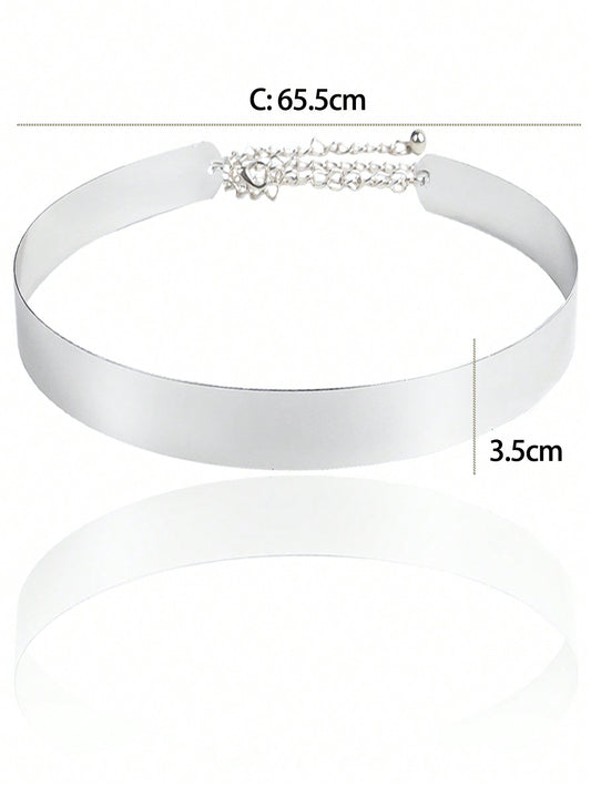 Metal Sleek Mirror Plate Waistband Belt