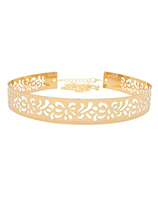 Metal Sleek Mirror Plate Waistband Belt