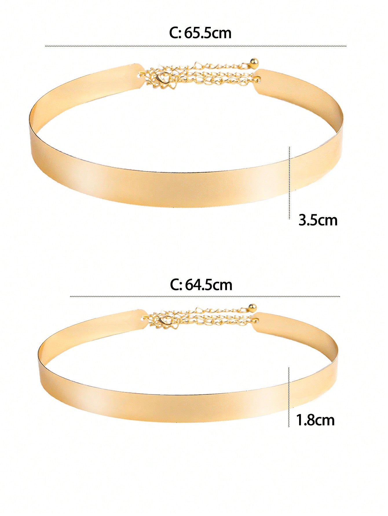 Metal Sleek Mirror Plate Waistband Belt