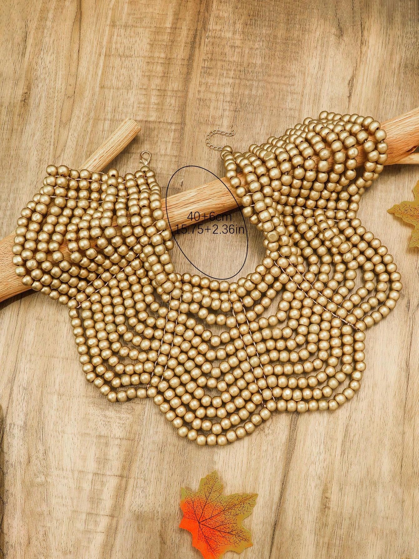 Wooden  Shoulder Shawl Collar Necklace