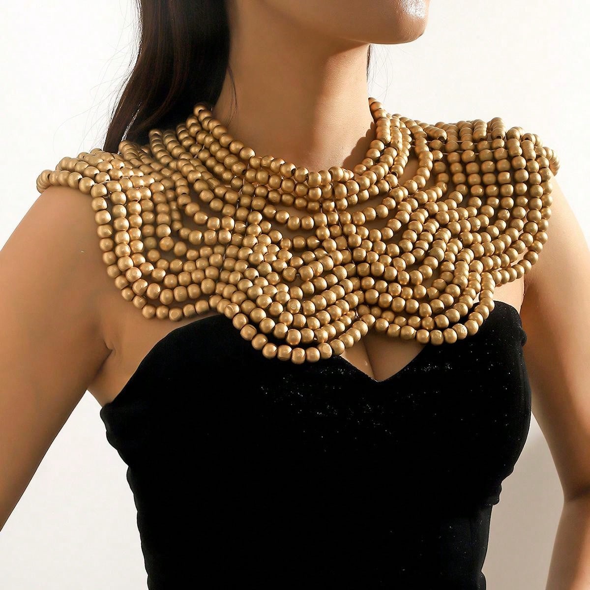 Wooden  Shoulder Shawl Collar Necklace