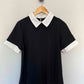 Black Colorblock Contrast Collar Blouse