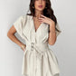 V-Neck Cardigan with Belt & High-Waisted Straight-Leg Flare Pants Set