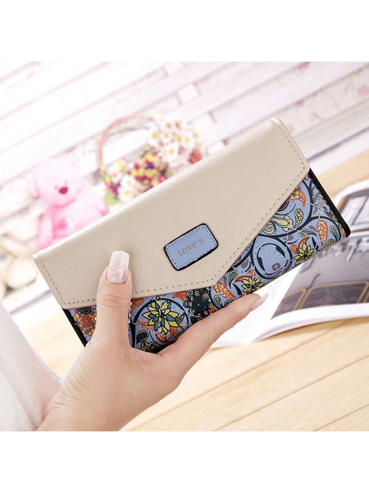 Korean Style diamond Check Contrast Color Envelope Clutch Wallet