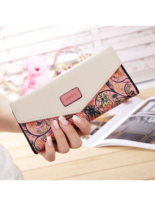 Korean Style diamond Check Contrast Color Envelope Clutch Wallet