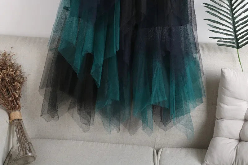 Fashion Women Solid Tutu Tulle Skirt Elastic Waist Mesh Skirt