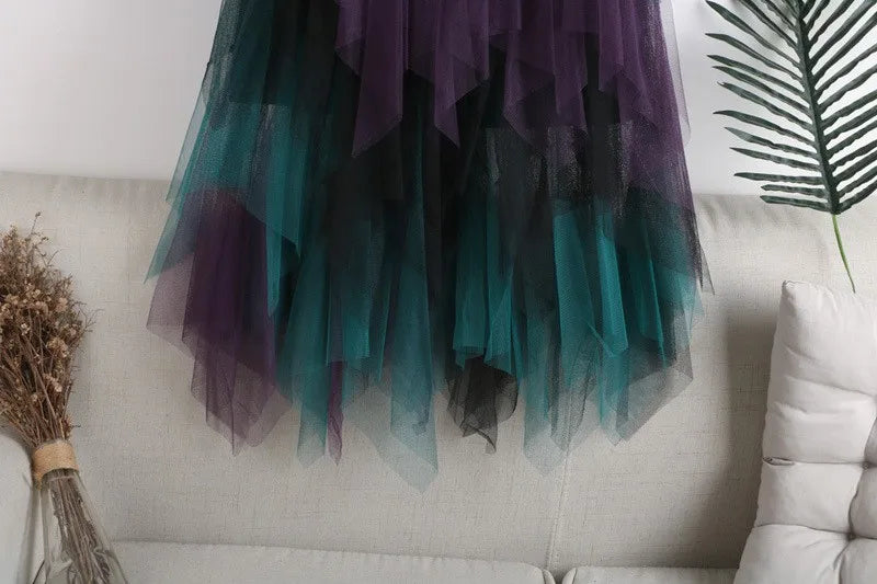 Fashion Women Solid Tutu Tulle Skirt Elastic Waist Mesh Skirt