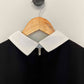 Black Colorblock Contrast Collar Blouse