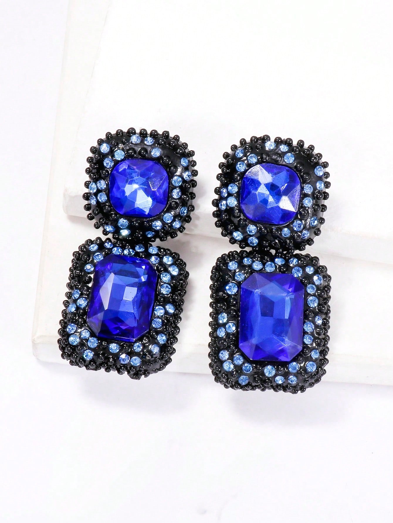 Vintage Geometric Crystal Dangle Earrings