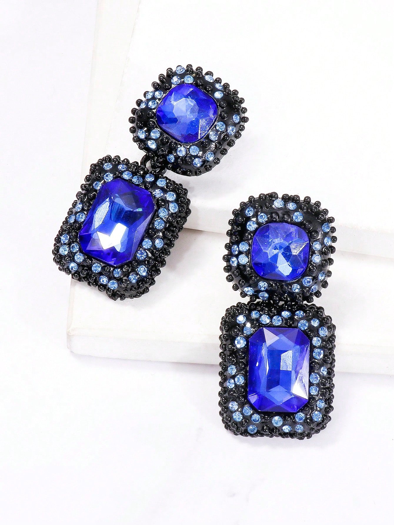Vintage Geometric Crystal Dangle Earrings