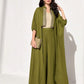 Contrast Tape Batwing Sleeve Coat & Wide Leg Pants