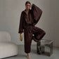 Casua Light Chocolate Brown Loose Coat Pants Set