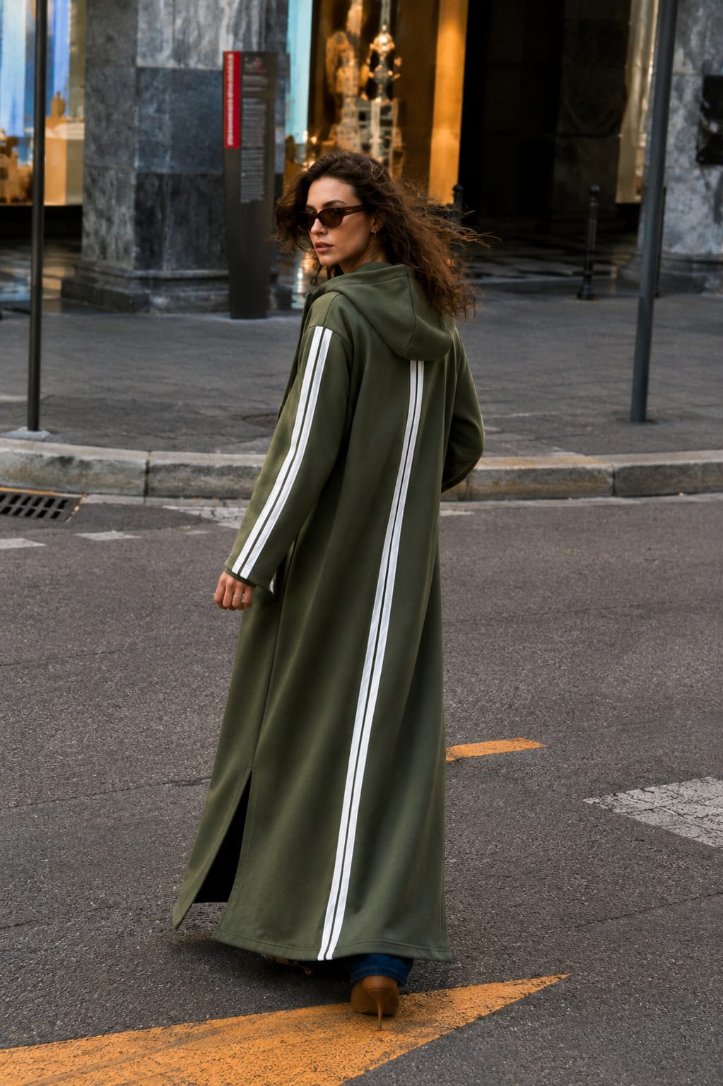 Athleisure Modest Zip up Pockets Hooded Sport Abaya Coat