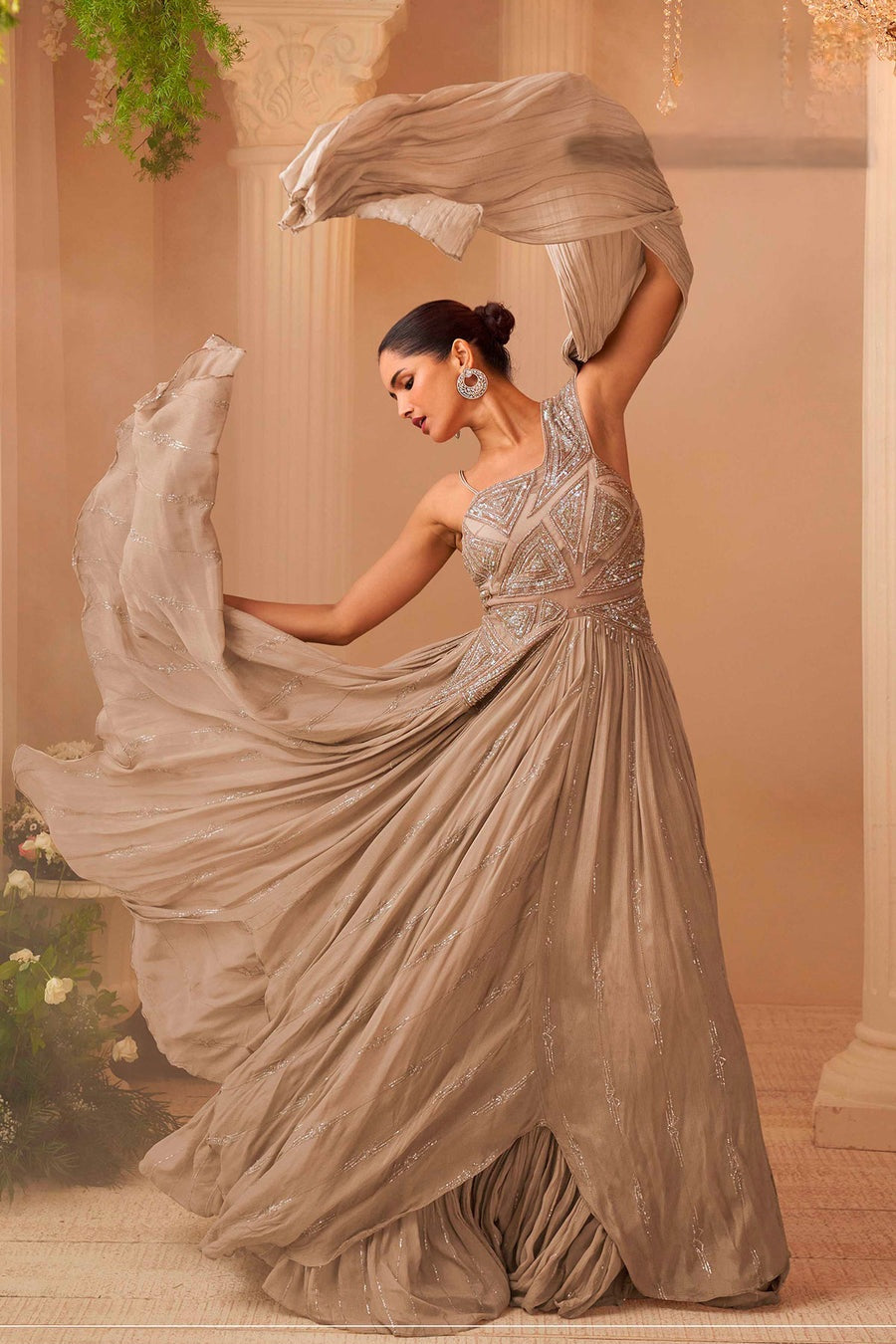 Designer Gown with Sequin Embroidery Evening Dress