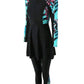 Printed High Neck Zipper Top With Ruffle Hem Long Sleeve And Pants  Swimwear Set