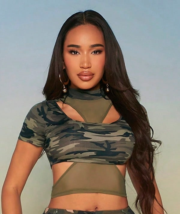 Camo Print Cut Out Crop Tee