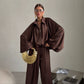 Casua Light Chocolate Brown Loose Coat Pants Set