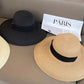 Elegant Sun Straw Hat with Wide Brim 14cm