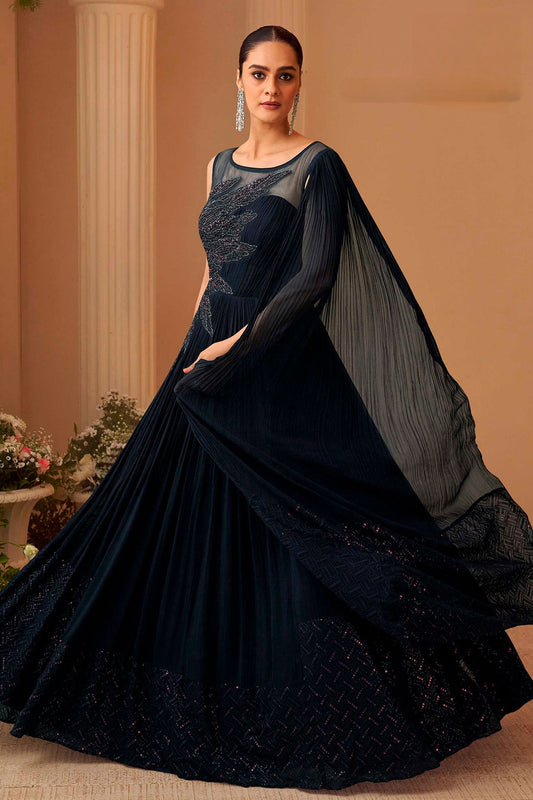 Designer Gown with Sequin Embroidery Evening Dress