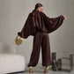 Casua Light Chocolate Brown Loose Coat Pants Set