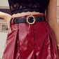 New Irregular Round Buckle Alligator Pattern Sweet Women PU Buckle Belt