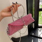 Rhinestone & Pearl Decor Flap Square Bag Top Ring Handle Bag