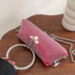 Rhinestone & Pearl Decor Flap Square Bag Top Ring Handle Bag