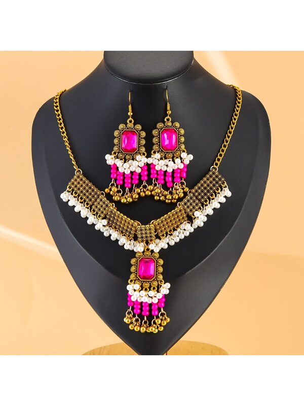 Bohemian Style Faux Pearl & Rhinestone & Tassel Jewelry Set