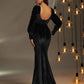 Sweetheart Neck Lantern Sleeve Velvet Formal Dress